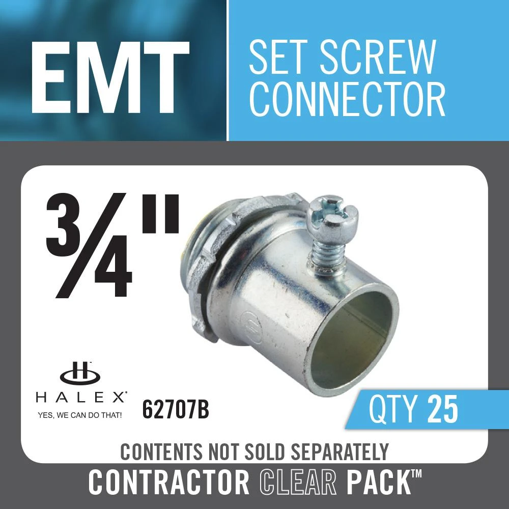 3/4 In. Electrical Metallic Tube (EMT) Set-Screw Connectors (25-Pack) 3 3/4 In. Electrical Metallic Tube (EMT) Set-Screw Connectors (25-Pack) - Image 3