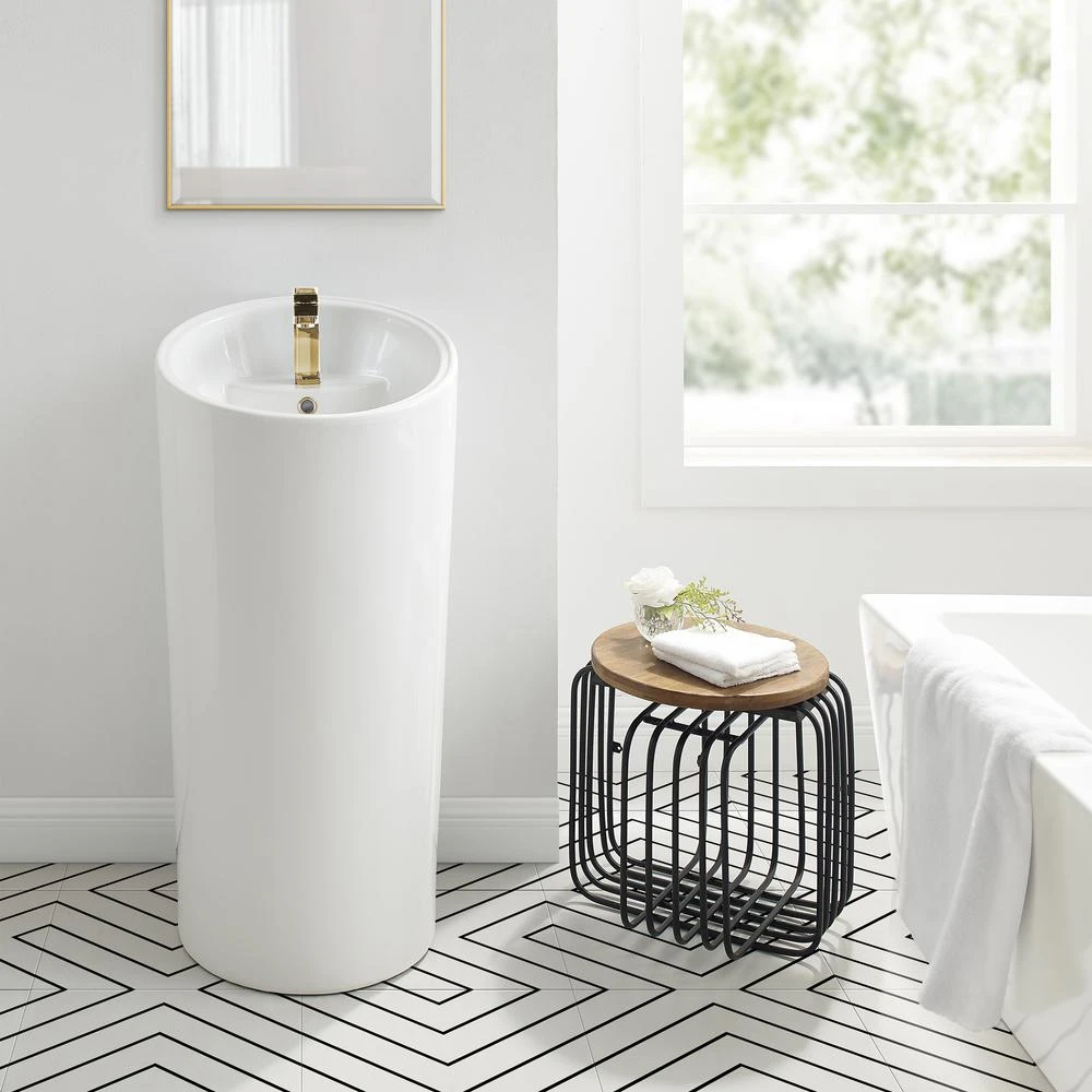 Swiss Madison St. Tropez 1-piece Pedestal Sink In Glossy White 1 Swiss Madison St. Tropez 1-piece Pedestal Sink In Glossy White