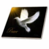 3dRose Peace Dove - Black - White -Gold - Bird Art - Ceramic Tile, 8-inch