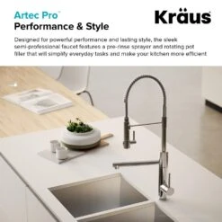 Artec Pro Single-Handle Pull-Down Sprayer Kitchen Faucet And Pot Filler In Brushed Gold -Household Items 640e1f5dbc87ac45edd6fad68220c0f3 1800x1800