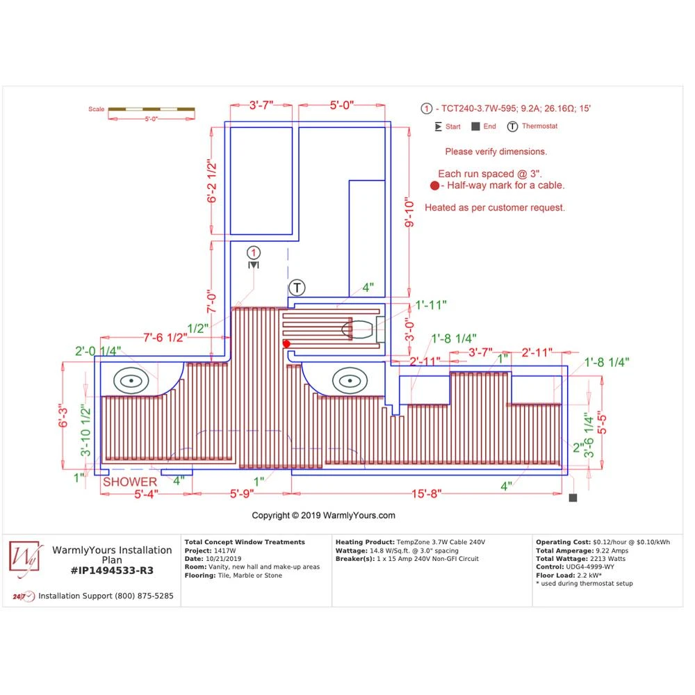 WarmlyYours 595 Ft. Cable System With Touch Screen Thermostat 5 WarmlyYours 595 Ft. Cable System With Touch Screen Thermostat - Image 5