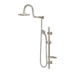 AquaRain 3-Spray Retrofit Shower System With Handshower & Showerhead Combo & Wall Bar Shower Kit In Brushed Nickel