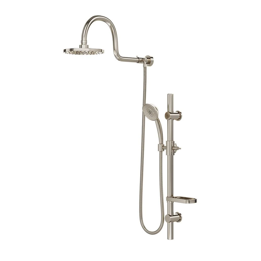 AquaRain 3-Spray Retrofit Shower System With Handshower & Showerhead Combo & Wall Bar Shower Kit In Brushed Nickel 1 AquaRain 3-Spray Retrofit Shower System With Handshower & Showerhead Combo & Wall Bar Shower Kit In Brushed Nickel