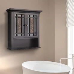 Elegant Home Fashions Windsor 22-in W X 24-in H X 7-in D Dark Espresso Bathroom Wall Cabinet -Household Items 674278005328 15137359 1800x1800