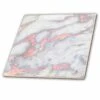 3dRose Luxury Grey Rose Gold Gem Stone Marble Glitter Metallic Faux Print - Ceramic Tile, 6-inch