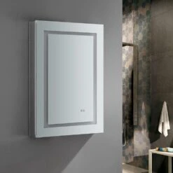 Spazio 24 In. W X 36 In. H Recessed Or Surface Mount Medicine Cabinet With LED Lighting, Mirror Defogger And Left Hinge -Household Items 716dfc082047932904a67eb7e7841032 1800x1800