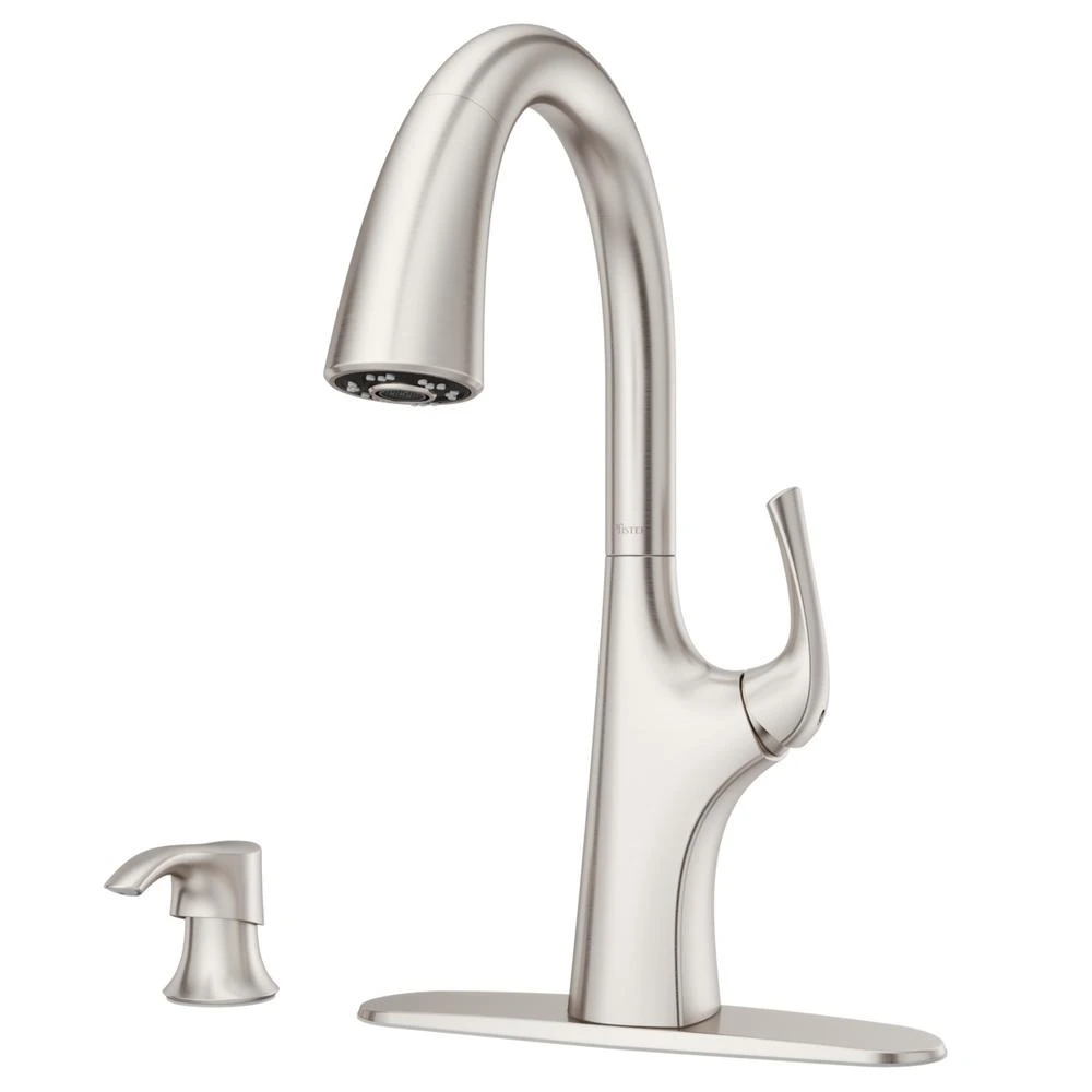 Ladera Single-Handle Pull-Down Sprayer Kitchen Faucet With Soap Dispenser In Spot Defense Stainless Steel 1 Ladera Single-Handle Pull-Down Sprayer Kitchen Faucet With Soap Dispenser In Spot Defense Stainless Steel