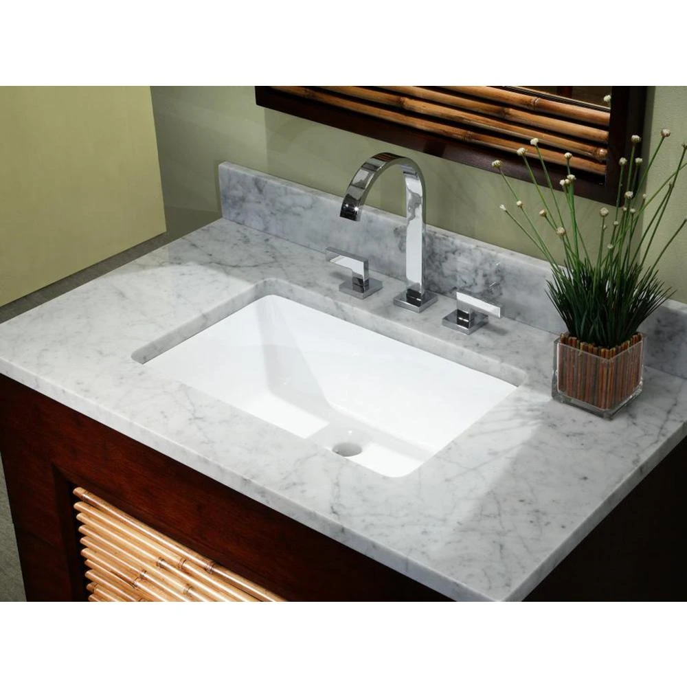 20-7/8 In. X 14-3/4 In. Rectrangle Undermount Vitreous Glazed Ceramic Lavatory Vanity Bathroom Sink Pure White 2 20-7/8 In. X 14-3/4 In. Rectrangle Undermount Vitreous Glazed Ceramic Lavatory Vanity Bathroom Sink Pure White - Image 2