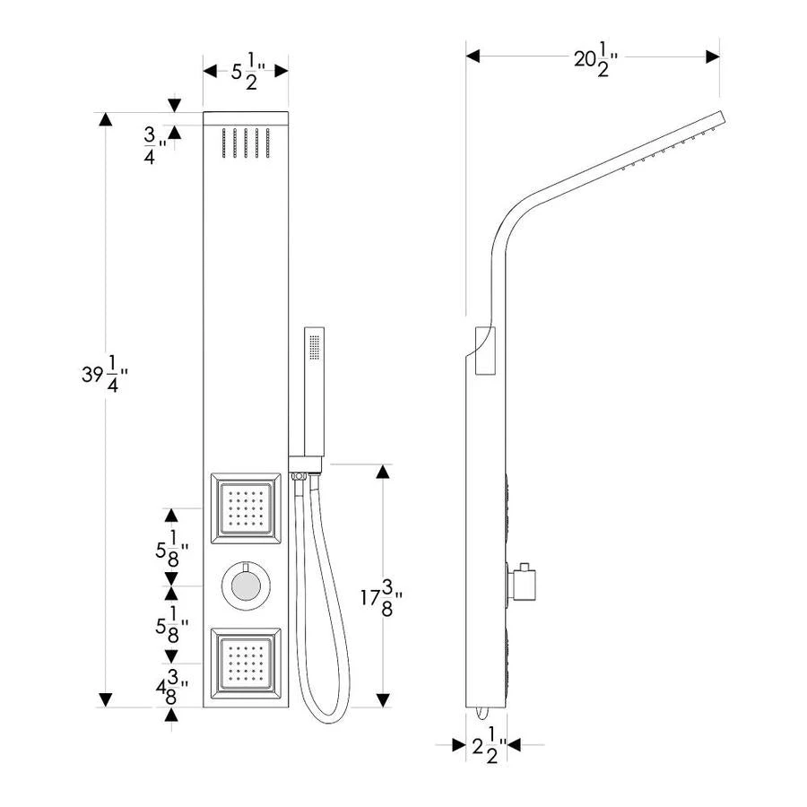 AKDY 39-in Brush Stainless Steel 2-Spray Shower Panel System (Valve Included) 11 AKDY 39-in Brush Stainless Steel 2-Spray Shower Panel System (Valve Included) - Image 11