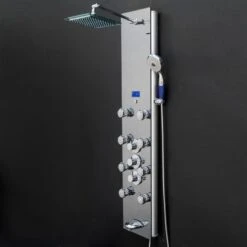 AKDY 52-in Mirror Tempered Glass 8-Spray Shower Panel System (Valve Included) -Household Items 810764028628 10507050 1800x1800