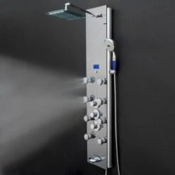 AKDY 52-in Mirror Tempered Glass 8-Spray Shower Panel System (Valve Included) -Household Items 810764028628 10507052 1800x1800