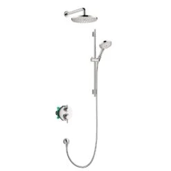 Raindance S 3-Spray Round Showerhead And Wall Bar Set With Valve In Chrome