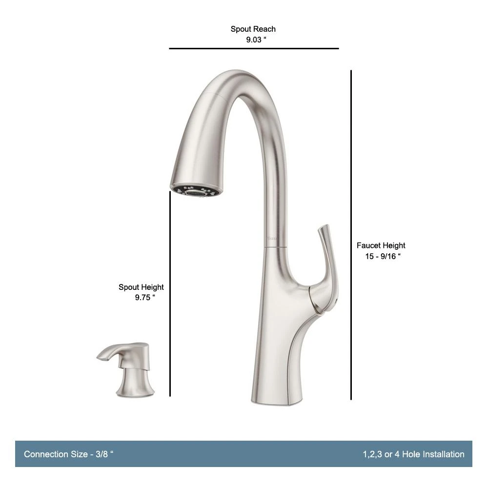 Ladera Single-Handle Pull-Down Sprayer Kitchen Faucet With Soap Dispenser In Spot Defense Stainless Steel 2 Ladera Single-Handle Pull-Down Sprayer Kitchen Faucet With Soap Dispenser In Spot Defense Stainless Steel - Image 2