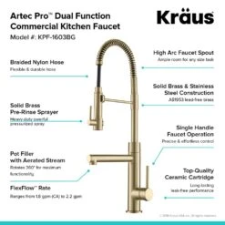 Artec Pro Single-Handle Pull-Down Sprayer Kitchen Faucet And Pot Filler In Brushed Gold -Household Items 856e5ab72a368e72444014a3ee2e1bda 1800x1800
