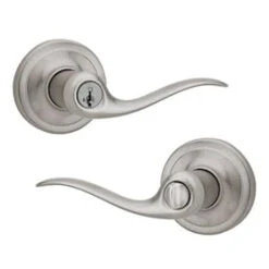 Kwikset Ashfield Satin Nickel Smartkey Universal Keyed Entry Door Handle