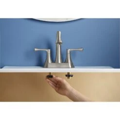 KOHLER Lilyfield Brushed Nickel 2-Handle 4-in Centerset WaterSense Bathroom Sink Faucet With Drain -Household Items 885612574589 08289406 1800x1800