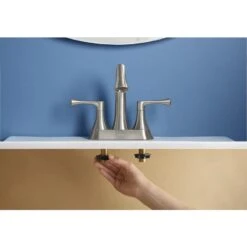 KOHLER Lilyfield Brushed Nickel 2-Handle 4-in Centerset WaterSense Bathroom Sink Faucet With Drain -Household Items 885612574589 16342309 1800x1800