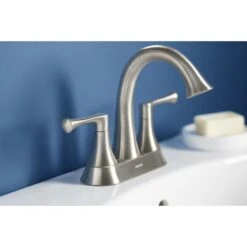 KOHLER Lilyfield Brushed Nickel 2-Handle 4-in Centerset WaterSense Bathroom Sink Faucet With Drain -Household Items 885612574589 16342312 1800x1800