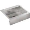 KOHLER Vault 30-in X 24.25-in Single Bowl Drop-In Apron Front/Farmhouse 2-Hole Commercial/Residential Kitchen Sink