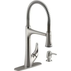 Stealth KOHLER Lilyfield Pro Semiprofessional Vibrant Stainless 1-Handle Deck Mount Pull-Down Touch Commercial/Residential Kitchen Faucet (Deck Plate Included)