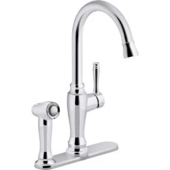 Arsdale Single-Handle Standard Kitchen Faucet In Polished Chrome With On-Deck Sidespray