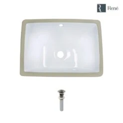 Rene 18.25 In. Undermount Bathroom Sink In White With Pop-Up Drain In Brushed Nickel
