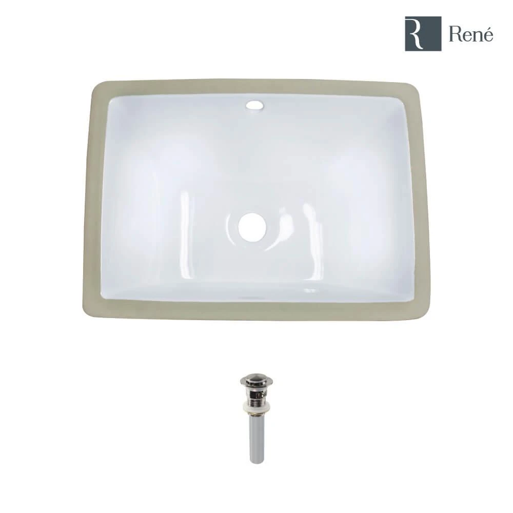 Rene 18.25 In. Undermount Bathroom Sink In White With Pop-Up Drain In Brushed Nickel 1 Rene 18.25 In. Undermount Bathroom Sink In White With Pop-Up Drain In Brushed Nickel