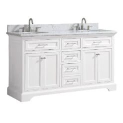 Windlowe 61 In. W X 22 In. D X 35 In. H Bath Vanity In White With Carrera Marble Vanity Top In White With White Sink 12 Windlowe 61 In. W X 22 In. D X 35 In. H Bath Vanity In White With Carrera Marble Vanity Top In White With White Sink -Household Items 96e77a9c192c4cd8f1cdc1fb0ed13798 1800x1800
