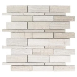 Jeffrey Court Tranquil Stone Grey 10.75 In. X 12.875 In. X 9.5 Mm Interlocking Textured Limestone Mosaic Tile
