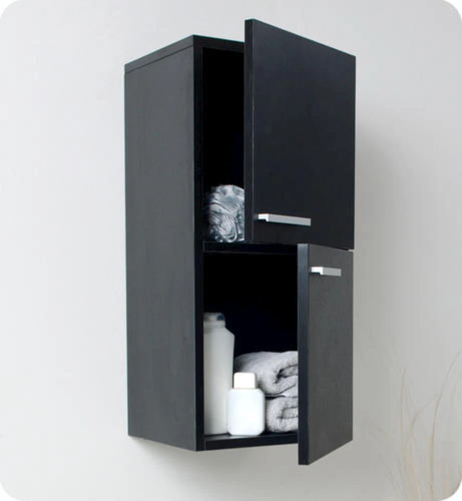 Fresca 13"W X 12"D X 27"H Black Linen Cabinet 2 Fresca 13"W X 12"D X 27"H Black Linen Cabinet - Image 2