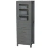 Wyndham Collection Sheffield 24"W X 20"D X 71"H Dark Gray Linen Cabinet