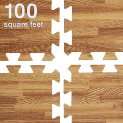 Clevr EVA Foam Interlocking Floor Mat, Light Wood, 25 Pcs, 100 Sq. Ft.