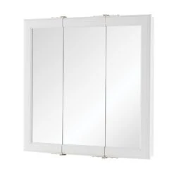 24-3/16 In. W X 24-3/16 In. H Fog Free Framed Surface-Mount Tri-View Bathroom Medicine Cabinet In White