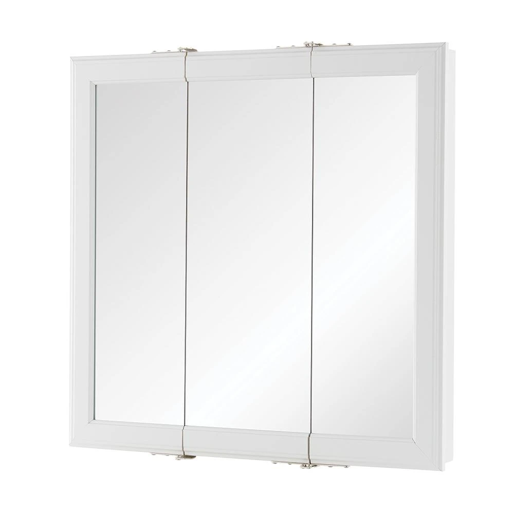 24-3/16 In. W X 24-3/16 In. H Fog Free Framed Surface-Mount Tri-View Bathroom Medicine Cabinet In White 1 24-3/16 In. W X 24-3/16 In. H Fog Free Framed Surface-Mount Tri-View Bathroom Medicine Cabinet In White