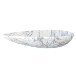 Eden Bath Pod Shaped Vessel Sink In Polished Carrara White Marble