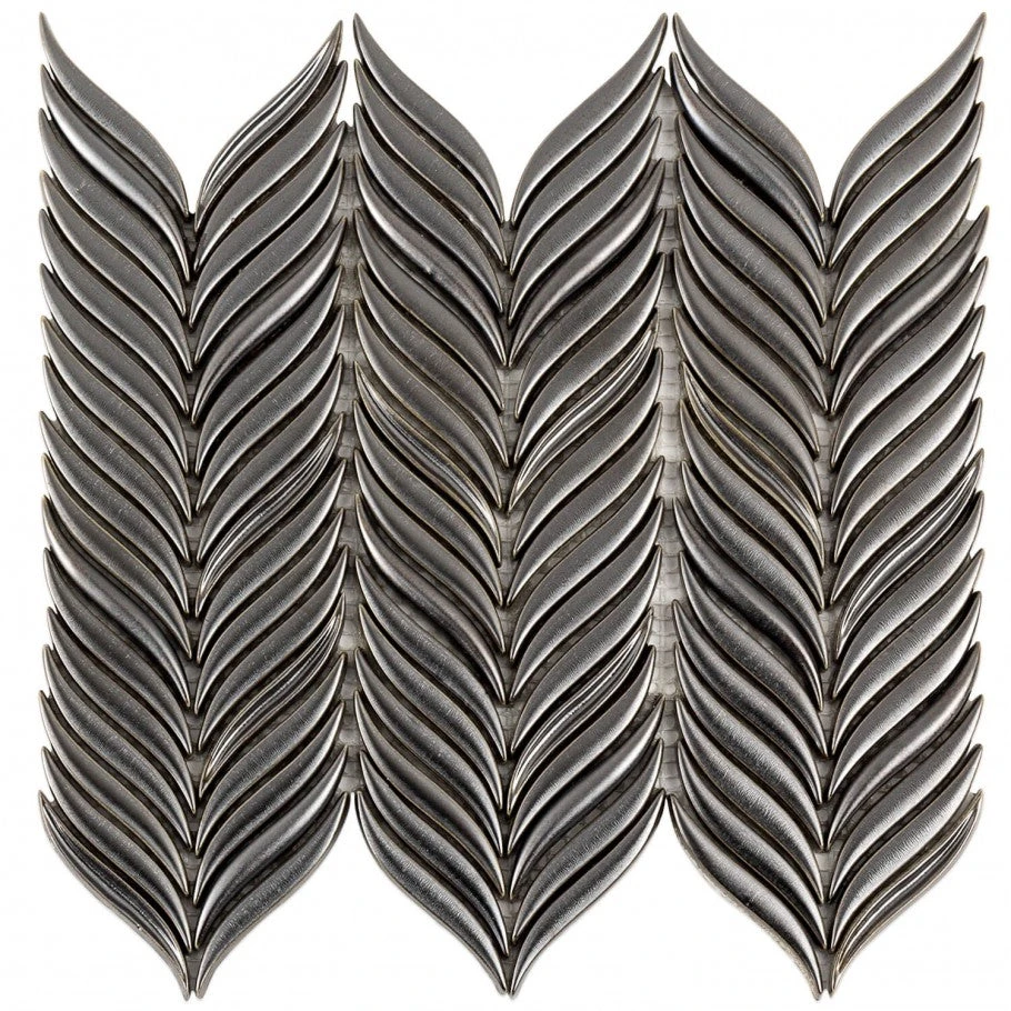 Divine Alula Gunmetal 10 In. X 12 In. Glazed Ceramic Mosaic Tile (0.85 Sq. Ft.) 4 Divine Alula Gunmetal 10 In. X 12 In. Glazed Ceramic Mosaic Tile (0.85 Sq. Ft.) - Image 4
