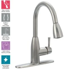 Fairbury Single-Handle Pull-Down Sprayer Kitchen Faucet In Stainless Steel -Household Items b2495aebfef498b56d3795abf653cdcf 1800x1800