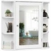 6.5 In. X 25 In. X 26 In. White Multipurpose Wall Surface Mount Bathroom Storage Medicine Cabinet With Mirror