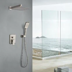 3-Spray With 2.5 GPM 10 In. 2 Functions Tub Wall Mount Dual Shower Heads In Spot In Brushed Nickle (Valve Included) -Household Items b5b9dcbf75ce1d3c26e4bfc1866302fd 1800x1800
