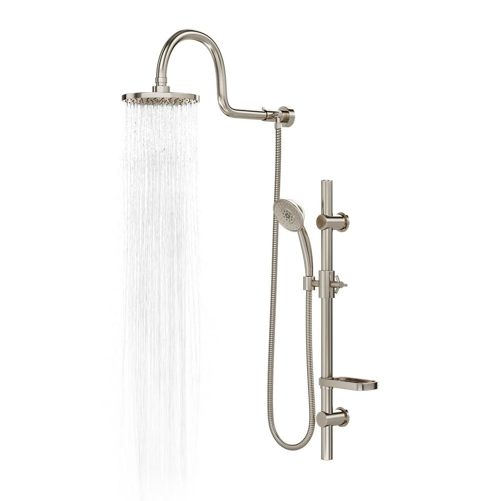 AquaRain 3-Spray Retrofit Shower System With Handshower & Showerhead Combo & Wall Bar Shower Kit In Brushed Nickel 2 AquaRain 3-Spray Retrofit Shower System With Handshower & Showerhead Combo & Wall Bar Shower Kit In Brushed Nickel - Image 2
