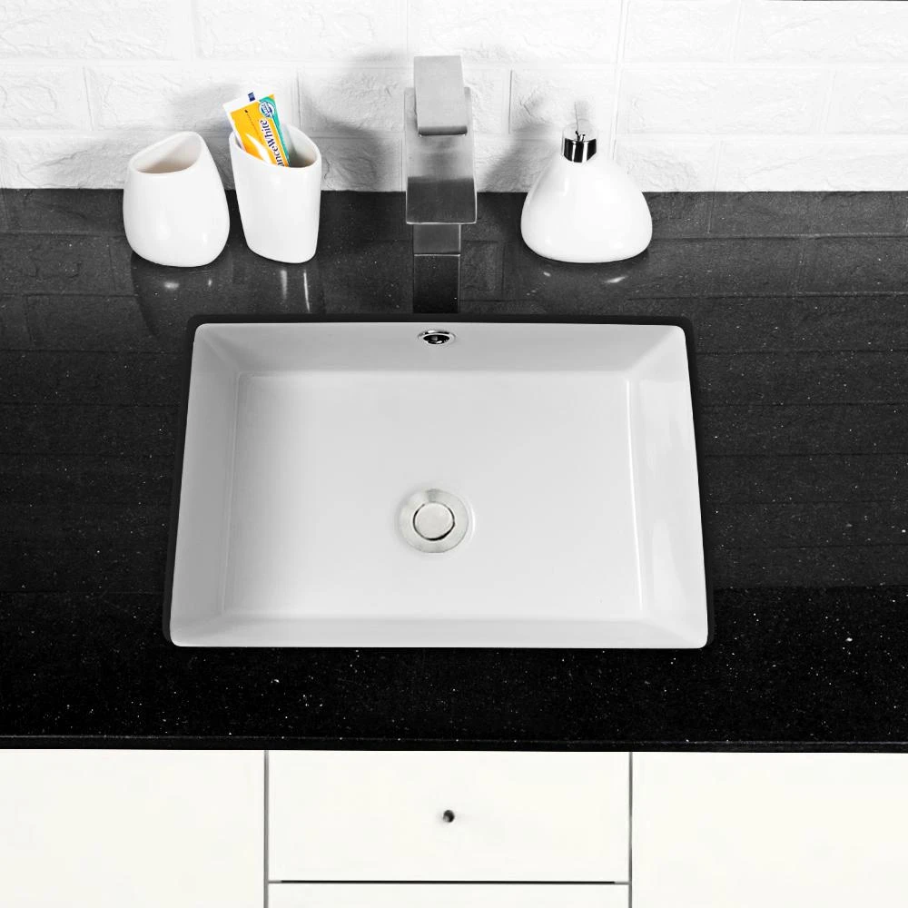 LORDEAR 18 In. Undermount Bathroom Vessel Sink Modern Rectangle Porcelain Ceramic Lavatory Vanity Bathroom Sink In Pure White 3 LORDEAR 18 In. Undermount Bathroom Vessel Sink Modern Rectangle Porcelain Ceramic Lavatory Vanity Bathroom Sink In Pure White - Image 3