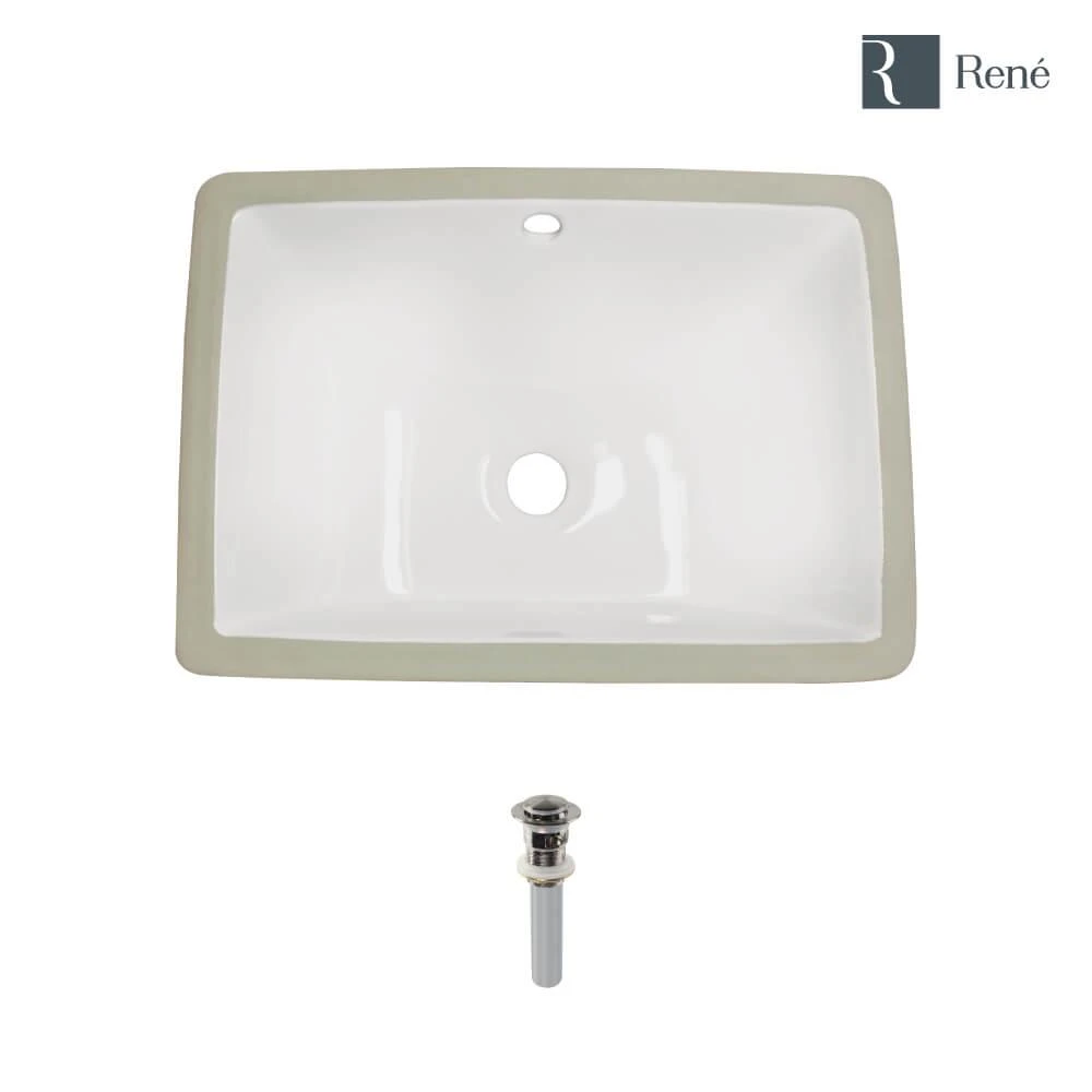 Rene 18.25 In. Undermount Bathroom Sink In White With Pop-Up Drain In Brushed Nickel 7 Rene 18.25 In. Undermount Bathroom Sink In White With Pop-Up Drain In Brushed Nickel - Image 7