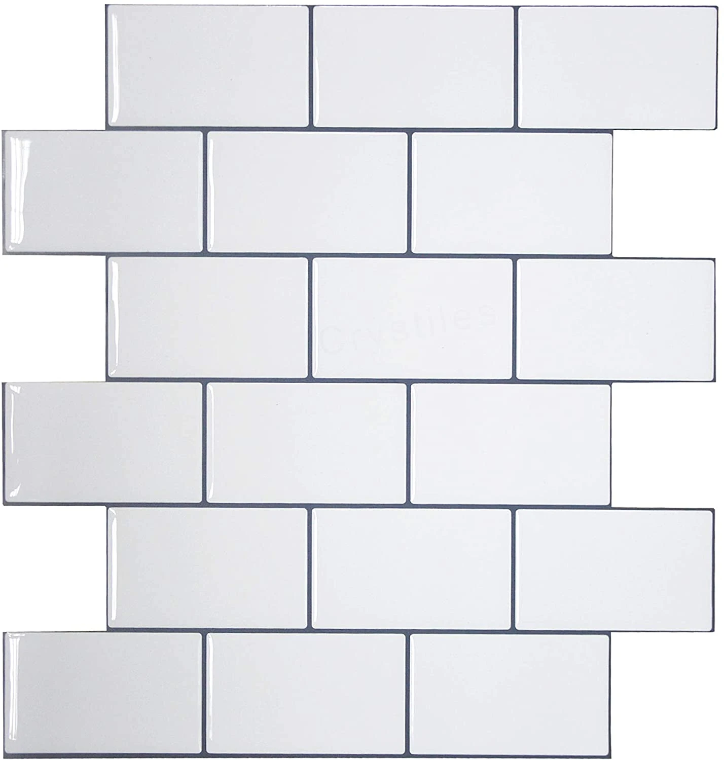 Crystiles 12"x12" Subway White Vinyl Peel And Stick Backsplash Tile, Pro Series Thicker Version, 4-Sheet Pack 1 Crystiles 12"x12" Subway White Vinyl Peel And Stick Backsplash Tile, Pro Series Thicker Version, 4-Sheet Pack