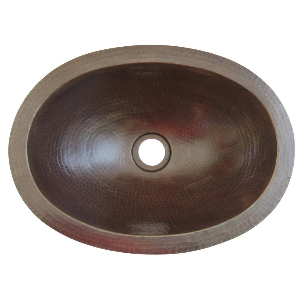 Novatto Quito Pequeno Oval Copper Bathroom Sink And Oil Rubbed Bronze Strainer Drain, Undermount/Drop-in 3 Novatto Quito Pequeno Oval Copper Bathroom Sink And Oil Rubbed Bronze Strainer Drain, Undermount/Drop-in - Image 3