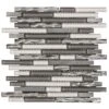 Jeffrey Court Waves Of Grey 11.50 In. X 11.875 In. X 9 Mm Interlocking Glossy Glass/Metal Mosaic Tile