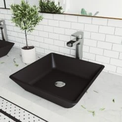 VIGO Black Roma Rectangular MatteShell Glass Bathroom Vessel Sink 17 VIGO Black Roma Rectangular MatteShell Glass Bathroom Vessel Sink -Household Items d0f7ad170f24fca12b741de613a91164 1800x1800