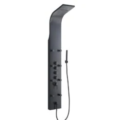 65 In. 8-Jet Rainfall Shower System With Waterfall Shower Head And Shower Wand In Black Painted Stainless Steel