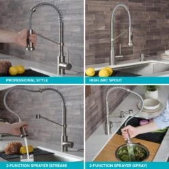 Single-Handle Pull-Down Kitchen Faucet With Dual Function Sprayhead In Spot Free Antique Champagne Bronze/Matte Black -Household Items d1964799fc8d3d0646ab599acb49e536 1800x1800