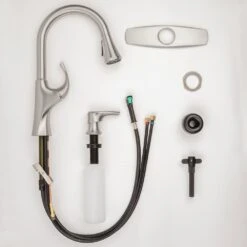 Miri Single-Handle Pull-Down Sprayer Kitchen Faucet With Soap Dispenser In Spot Defense Stainless Steel -Household Items df8ea00ee601444725c7c09bb4c548ba 1800x1800