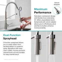 Oletto Single-Handle Pull-Down Sprayer Kitchen Faucet In All-Brite Spot-Free Stainless Steel -Household Items ec72f06bf68d86672898b50ce3c0d988 1800x1800